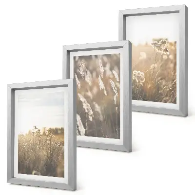 Fotowand Landschaft mit Gräsern und Blumen in warmen Farbtönen