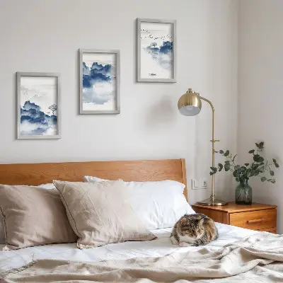 Fototapete mit Wolkenbergen, Bäumen und Vögeln im Hintergrund
