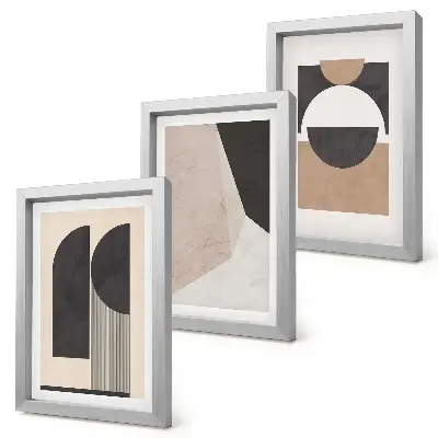 Bilderwand mit abstrakten Formen in Beige- und Brauntönen
