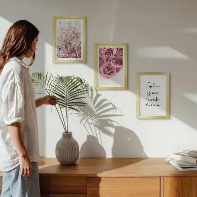 Fototapete mit Blumen, Rosensträußen und handgeschriebener Inschrift