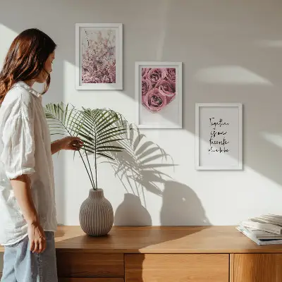 Fototapete mit Blumen, Rosensträußen und handgeschriebener Inschrift