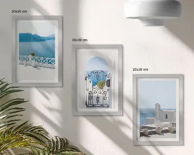 Fotowand mit griechischem Meerblick und weißen Gebäuden