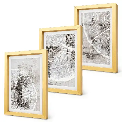 Bilderwand mit Holzmaserungen in Grau- und Weißtönen
