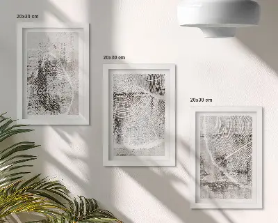 Bilderwand mit Holzmaserungen in Grau- und Weißtönen