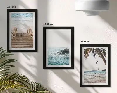Fotowand Treppe zum Strand mit Meerblick und Palmenschaukel