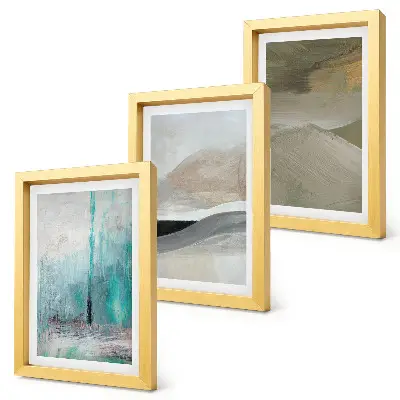 Bilderwand mit gemalten abstrakten minimalistischen Dekorationen