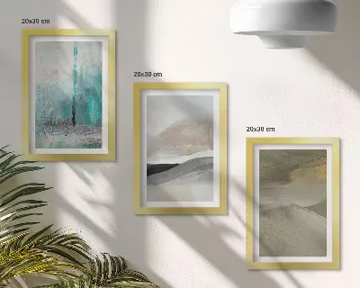 Bilderwand mit gemalten abstrakten minimalistischen Dekorationen