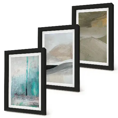 Bilderwand mit gemalten abstrakten minimalistischen Dekorationen