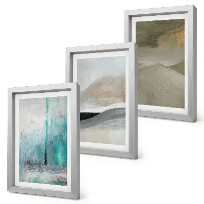 Bilderwand mit gemalten abstrakten minimalistischen Dekorationen