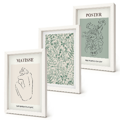 Bilderset mit rahmen Linien und Pflanzenmuster im minimalistischen Stil