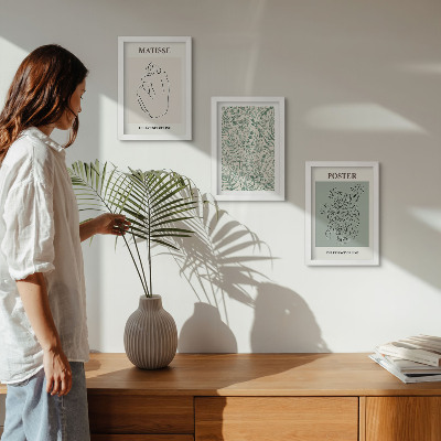 Bilderset mit rahmen Linien und Pflanzenmuster im minimalistischen Stil