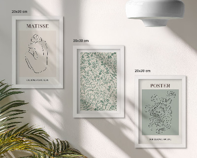 Bilderset mit rahmen Linien und Pflanzenmuster im minimalistischen Stil