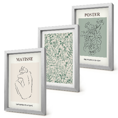 Bilderset mit rahmen Linien und Pflanzenmuster im minimalistischen Stil