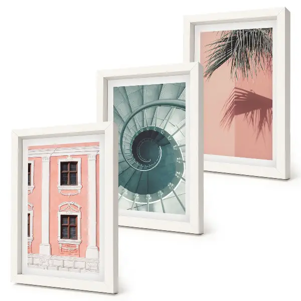 Fotowand mit Architektur in Pastelltönen und Spiralmuster