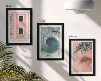 Fotowand mit Architektur in Pastelltönen und Spiralmuster