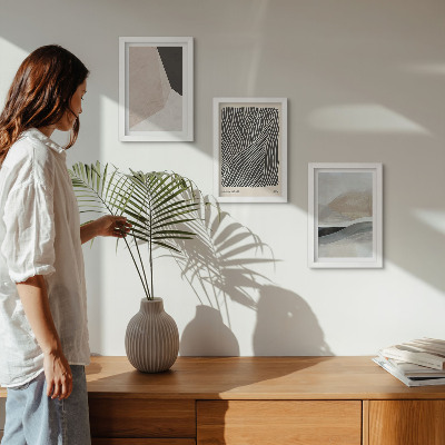 Bilderwand Abstrakte Muster in Beige- und Grautönen
