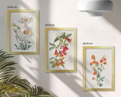 Bilderwand mit Blumenkompositionen im Retro-Vintage-Stil