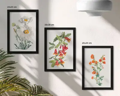 Bilderwand mit Blumenkompositionen im Retro-Vintage-Stil