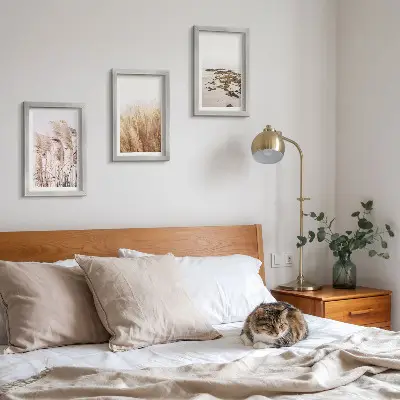 Bilderwand mit Pampasgrasfeldern und einem Boho-Strand