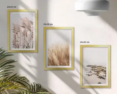 Bilderwand mit Pampasgrasfeldern und einem Boho-Strand