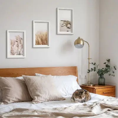 Bilderwand mit Pampasgrasfeldern und einem Boho-Strand
