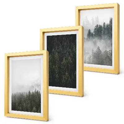 Bilderwand mit grünen Wäldern in einer nebligen Naturlandschaft