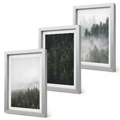 Bilderwand mit grünen Wäldern in einer nebligen Naturlandschaft