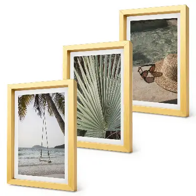Bilderset mit Rahmen Strandurlaub mit Palmenschaukel gerahmtes Set mit Strandmotiv