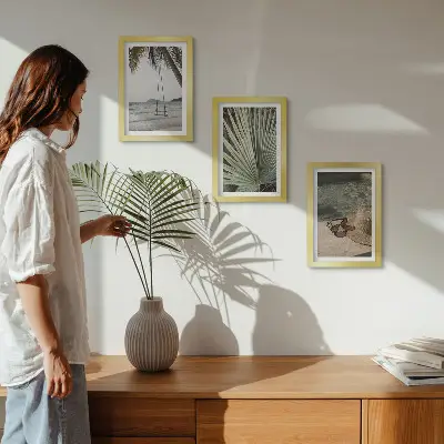 Bilderset mit Rahmen Strandurlaub mit Palmenschaukel gerahmtes Set mit Strandmotiv
