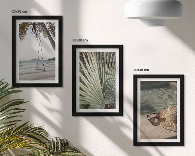 Bilderset mit rahmen Strandurlaub mit Palmenschaukel