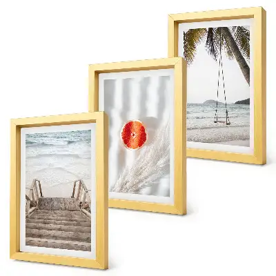 Bilderset mit Rahmen Strand mit Holztreppe für Urlaubsstimmung
