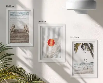 Bilderset mit Rahmen Strand mit Holztreppe für Urlaubsstimmung