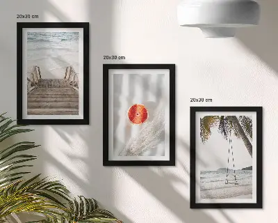 Bilderset mit Rahmen Strand mit Holztreppe für Urlaubsstimmung