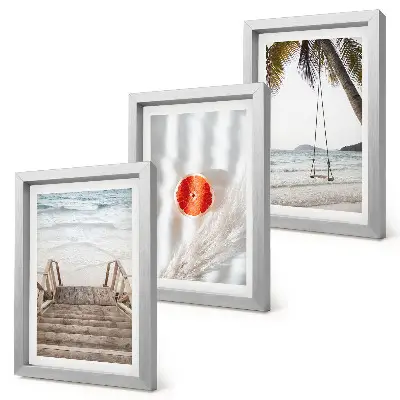 Bilderset mit Rahmen Strand mit Holztreppe für Urlaubsstimmung