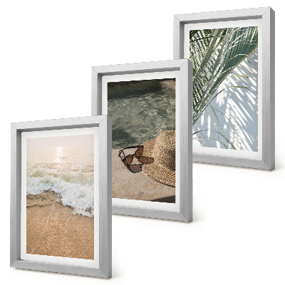 Bilderwand Wasserstrandhut und Sonnenbrille Blätter