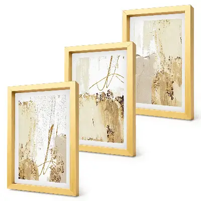 Bilderwand mit abstrakten Mustern in Beige- und Weißtönen