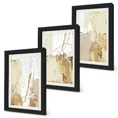 Bilderwand mit abstrakten Mustern in Beige- und Weißtönen