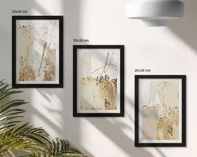 Bilderwand mit abstrakten Mustern in Beige- und Weißtönen