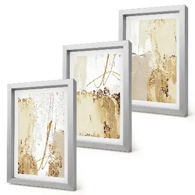 Bilderwand mit abstrakten Mustern in Beige- und Weißtönen