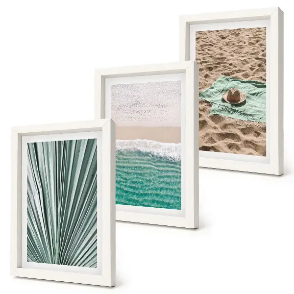 Bilderset mit Rahmen sommerliche Strandansichten am Meer