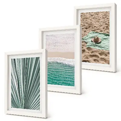 Bilderset mit Rahmen sommerliche Strandansichten am Meer