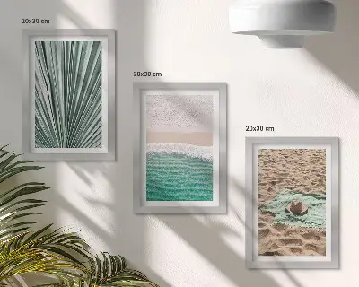 Bilderset mit Rahmen sommerliche Strandansichten am Meer