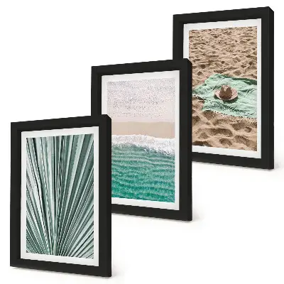 Bilderset mit Rahmen sommerliche Strandansichten am Meer