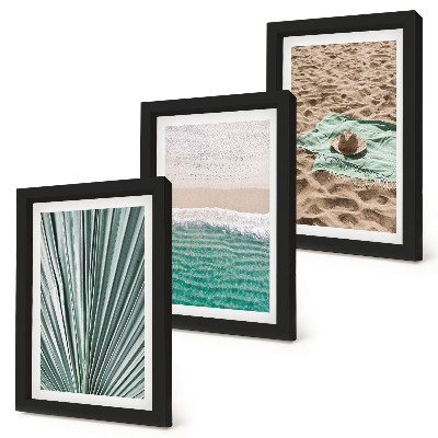 Bilderset mit rahmen Sommerurlaubsansichten am Strand am Meer