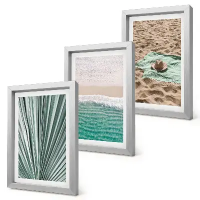 Bilderset mit Rahmen sommerliche Strandansichten am Meer