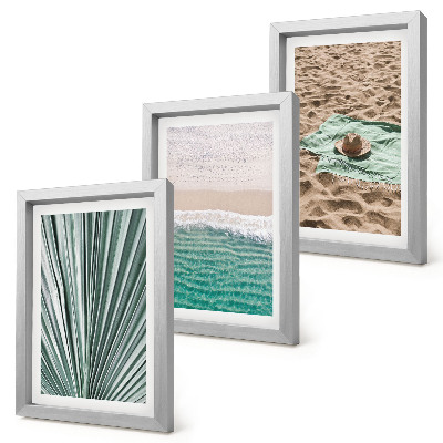 Bilderset mit rahmen Sommerurlaubsansichten am Strand am Meer
