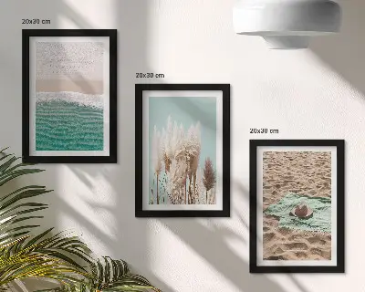 Fotowand mit Strandwellen, Gras, Hut und Sand für Entspannung und Naturgenuss