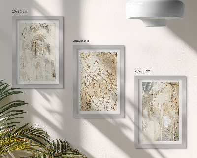 Bilderset mit rahmen Abstrakte Muster in Beige- und Grautönen