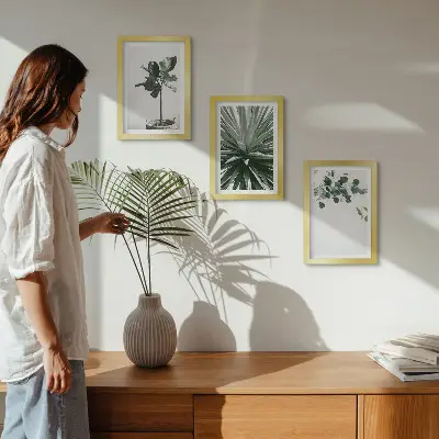 Fotowand mit Grünpflanzen im minimalistischen Stil