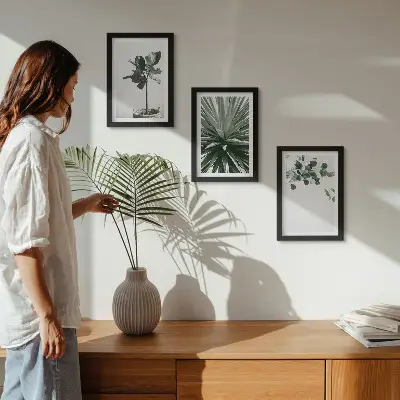 Fotowand mit Grünpflanzen im minimalistischen Stil